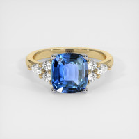 3.13 Ct. Blue Sapphire Ring, 14K White & Yellow 1