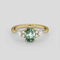 1.16 Ct. Bluish Green Sapphire Ring, 10K Yellow Gold 1
