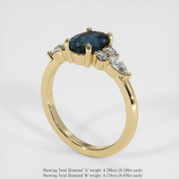 1.07 Ct. Greenish Blue Sapphire Ring, 10K Yellow Gold 2