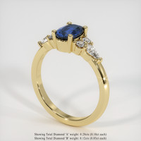 0.97 Ct. Blue Sapphire Ring, 14K Yellow Gold 2