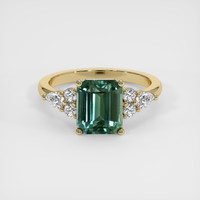 2.53 Ct. Bluish Green Sapphire Ring, 14K Yellow Gold 1