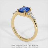 1.10 Ct. Blue Sapphire Ring, 14K Yellow Gold 2
