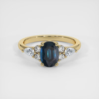 1.07 Ct. Greenish Blue Sapphire Ring, 14K Yellow Gold 1