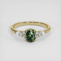 0.89 Ct. Green Sapphire Ring, 14K Yellow Gold 1