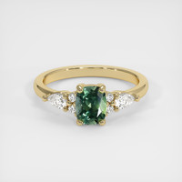 0.75 Ct. Green Sapphire Ring, 14K Yellow Gold 1