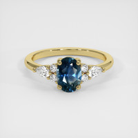 0.89 Ct. Greenish Blue Sapphire Ring, 14K Yellow Gold 1