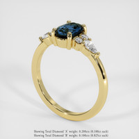 0.89 Ct. Greenish Blue Sapphire Ring, 14K Yellow Gold 2