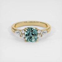 1.26 Ct. Greenish Blue Sapphire Ring, 14K Yellow Gold 1