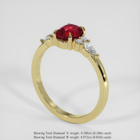 1.07 Ct. Ruby Ring, 18K Yellow Gold 2