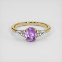 1.07 Ct. Pinkish Purple Sapphire Ring, 18K Yellow Gold 1