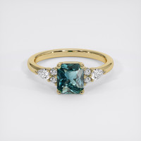 1.58 Ct. Greenish Blue Sapphire Ring, 18K Yellow Gold 1