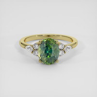 4.05 Ct. Yellowish Green Sapphire Ring, 18K Yellow Gold 1