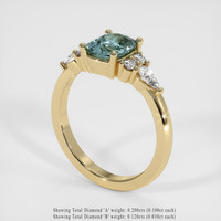 1.26 Ct. Greenish Blue Sapphire Ring, 18K Yellow Gold 2