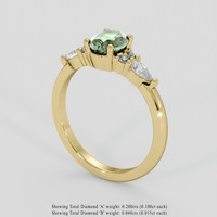 0.93 Ct. Green Sapphire Ring, 18K Yellow Gold 2