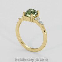 1.91 Ct. Yellowish Green Sapphire Ring, 18K Yellow Gold 2
