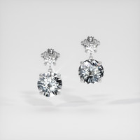 2.52 Ct.Tw. White Sapphire Earrings, Platinum 950 1