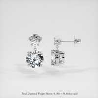 2.52 Ct.Tw. White Sapphire Earrings, Platinum 950 2