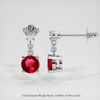 <span>0.74</span>&nbsp;<span class="tooltip-light">Ct.Tw.<span class="tooltiptext">Total Carat Weight</span></span> Ruby Earrings, Platinum 950 2