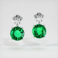 <span>3.20</span>&nbsp;<span class="tooltip-light">Ct.Tw.<span class="tooltiptext">Total Carat Weight</span></span> Emerald Earrings, Platinum 950 1