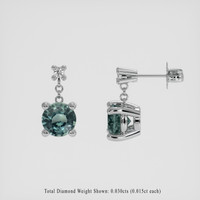 <span>0.93</span> <span class="tooltip-light">Ct.Tw.<span class="tooltiptext">Total Carat Weight</span></span> Bluish Green Sapphire Earrings, Platinum 950 2