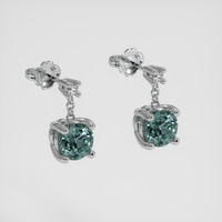 <span>0.93</span> <span class="tooltip-light">Ct.Tw.<span class="tooltiptext">Total Carat Weight</span></span> Bluish Green Sapphire Earrings, Platinum 950 3