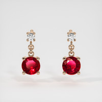 <span>0.74</span>&nbsp;<span class="tooltip-light">Ct.Tw.<span class="tooltiptext">Total Carat Weight</span></span> Ruby Earrings, 14K Rose Gold 1