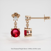 <span>0.74</span>&nbsp;<span class="tooltip-light">Ct.Tw.<span class="tooltiptext">Total Carat Weight</span></span> Ruby Earrings, 14K Rose Gold 2