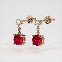 <span>0.74</span>&nbsp;<span class="tooltip-light">Ct.Tw.<span class="tooltiptext">Total Carat Weight</span></span> Ruby Earrings, 14K Rose Gold 3