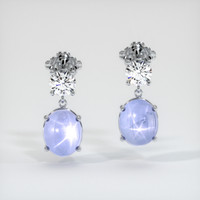 <span>10.77</span> <span class="tooltip-light">Ct.Tw.<span class="tooltiptext">Total Carat Weight</span></span> Purplish Blue Sapphire Earrings, 14K White Gold 1