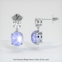 <span>10.77</span> <span class="tooltip-light">Ct.Tw.<span class="tooltiptext">Total Carat Weight</span></span> Purplish Blue Sapphire Earrings, 14K White Gold 2