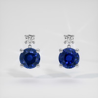 3.10 Ct.Tw. Blue Sapphire Earrings, 18K White Gold 1