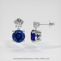 3.10 Ct.Tw. Blue Sapphire Earrings, 18K White Gold 2