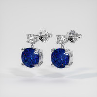 3.10 Ct.Tw. Blue Sapphire Earrings, 18K White Gold 3