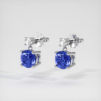 0.75 Ct.Tw. Blue Sapphire Earrings, 18K White Gold 3
