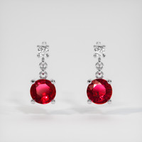 1.48 Ct.Tw. Ruby Earrings, 18K White Gold 1