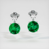 <span>3.23</span>&nbsp;<span class="tooltip-light">Ct.Tw.<span class="tooltiptext">Total Carat Weight</span></span> Emerald Earrings, 18K White Gold 1