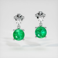 Emerald Earrings 0.80 Ct.Tw.Total Carat Weight, 18K White Gold Preview