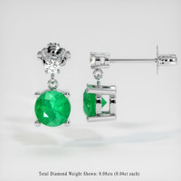 Emerald Earrings 0.80 Ct.Tw.Total Carat Weight, 18K White Gold Preview