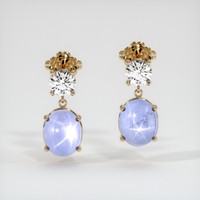 <span>10.77</span> <span class="tooltip-light">Ct.Tw.<span class="tooltiptext">Total Carat Weight</span></span> Purplish Blue Sapphire Earrings, 14K Yellow Gold 1
