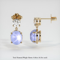 <span>10.77</span> <span class="tooltip-light">Ct.Tw.<span class="tooltiptext">Total Carat Weight</span></span> Purplish Blue Sapphire Earrings, 14K Yellow Gold 2