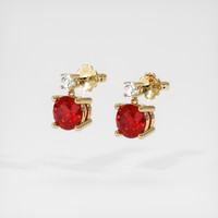 <span>0.74</span>&nbsp;<span class="tooltip-light">Ct.Tw.<span class="tooltiptext">Total Carat Weight</span></span> Ruby Earrings, 14K Yellow Gold 3