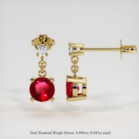 <span>0.74</span>&nbsp;<span class="tooltip-light">Ct.Tw.<span class="tooltiptext">Total Carat Weight</span></span> Ruby Earrings, 14K Yellow Gold 2