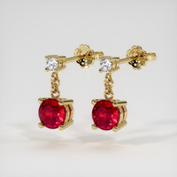 <span>0.74</span>&nbsp;<span class="tooltip-light">Ct.Tw.<span class="tooltiptext">Total Carat Weight</span></span> Ruby Earrings, 14K Yellow Gold 3