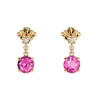 0.70 Ct.Tw. Pink Sapphire Earrings, 14K Yellow Gold 1