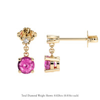 0.70 Ct.Tw. Pink Sapphire Earrings, 14K Yellow Gold 2