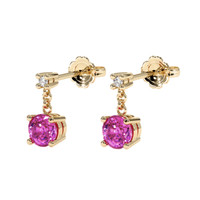 0.70 Ct.Tw. Pink Sapphire Earrings, 14K Yellow Gold 3