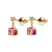 0.70 Ct.Tw. Pink Sapphire Earrings, 14K Yellow Gold 4