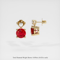 0.84 Ct.Tw. Ruby Earrings, 18K Yellow Gold 2