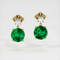 <span>3.23</span>&nbsp;<span class="tooltip-light">Ct.Tw.<span class="tooltiptext">Total Carat Weight</span></span> Emerald Earrings, 18K Yellow Gold 1