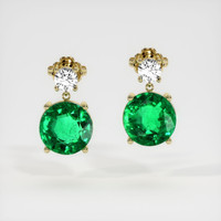 <span>3.20</span>&nbsp;<span class="tooltip-light">Ct.Tw.<span class="tooltiptext">Total Carat Weight</span></span> Emerald Earrings, 18K Yellow Gold 1